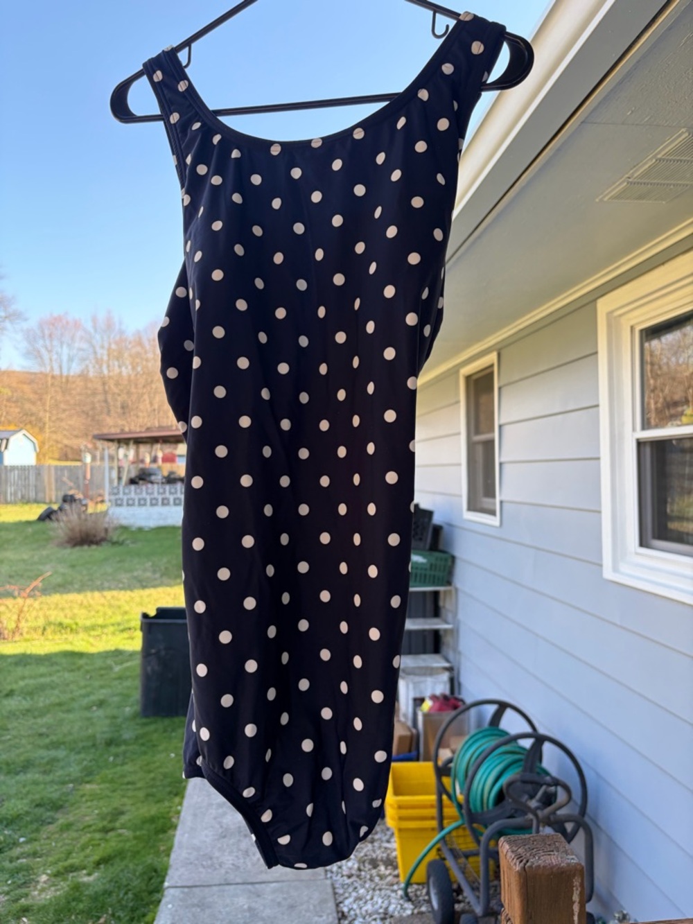 Lands' End Navy/ polka dot suit 1x